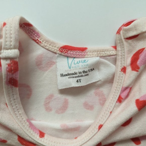 Vivie and Ash Pink Leopard Three Quarter Sleeve Twirly Dress 4T - Picture 3 of 4